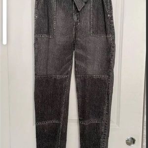 Rag and Bone Miramar Mia Jeans Tie waist printed denim black magic M Medium acid